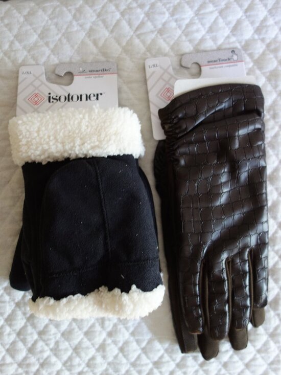 isotoner Accessories - NWT $50 Two Pairs (Black/Brown) of Isotoner Gloves – L/XL